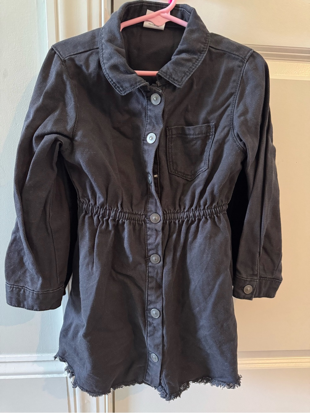 Black Button-Up Long Sleeve Dress